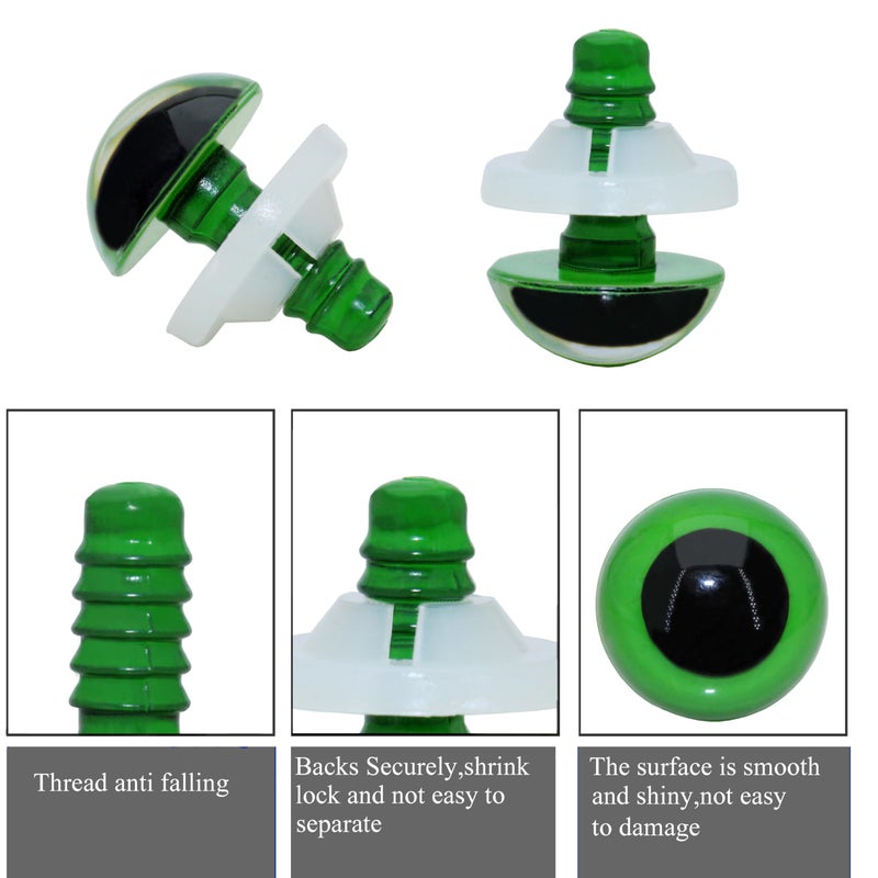 ARTCXC 50Pcs 15mm Colorful Solid Plastic Safety Eyes Craft Eyes with Sturdy Washers for Doll, Puppet, Plush Animal DIY Making - Image 2